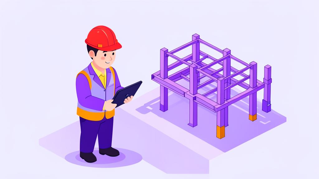 Site engineer reviewing a structural frame model on a tablet